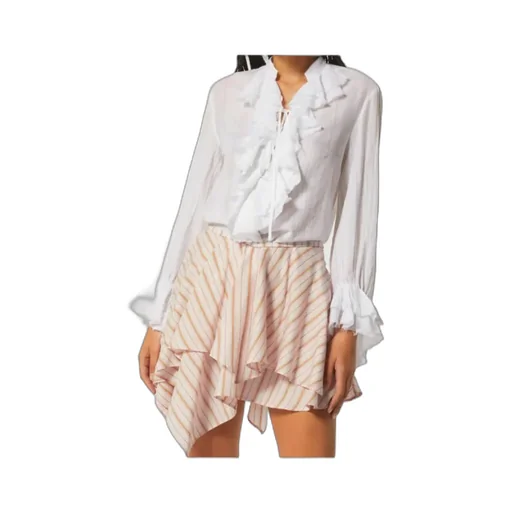 Ruffle-Collar Long-Sleeve Blouse