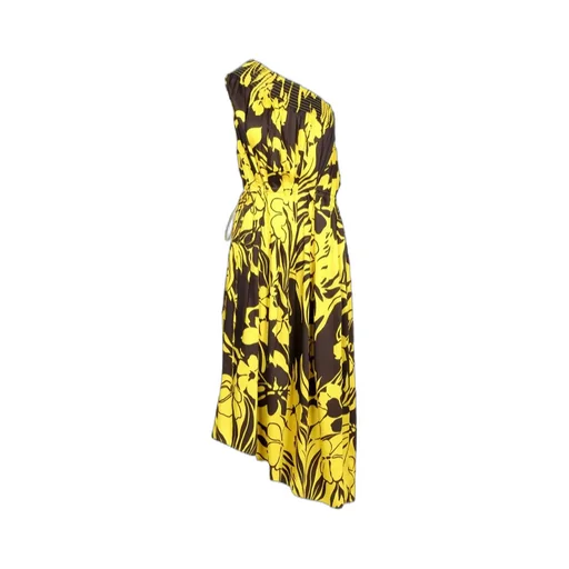 Floral-Print One-Shoulder Midi Dress
