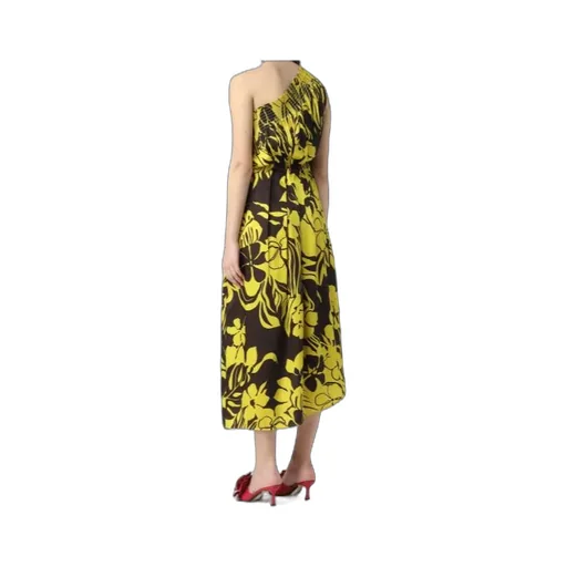 Floral-Print One-Shoulder Midi Dress