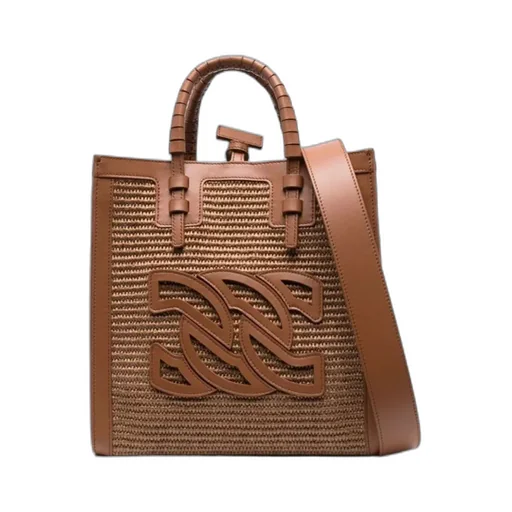 Casadei Baurivage Woven Top Handle Bag