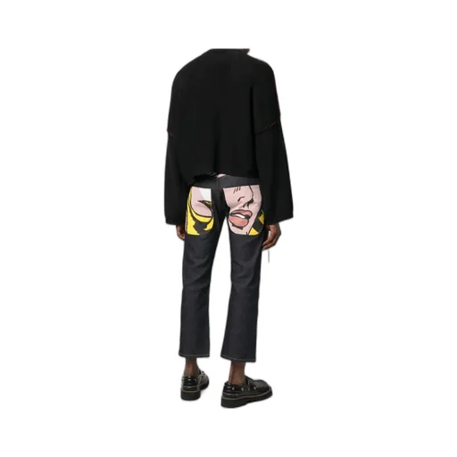 Graphic Print Denim Trousers