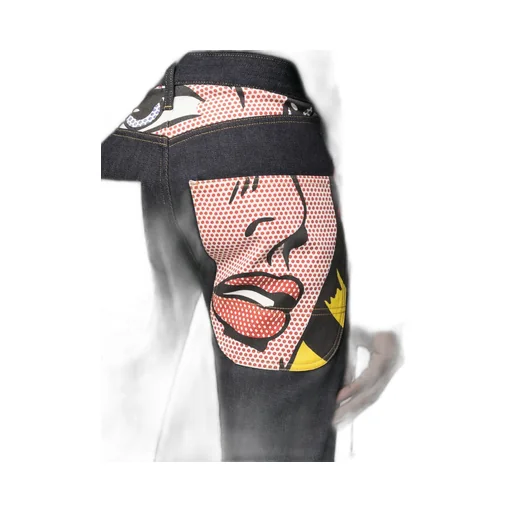 Graphic Print Denim Trousers