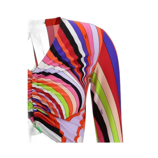 Wave-Print Cropped Top