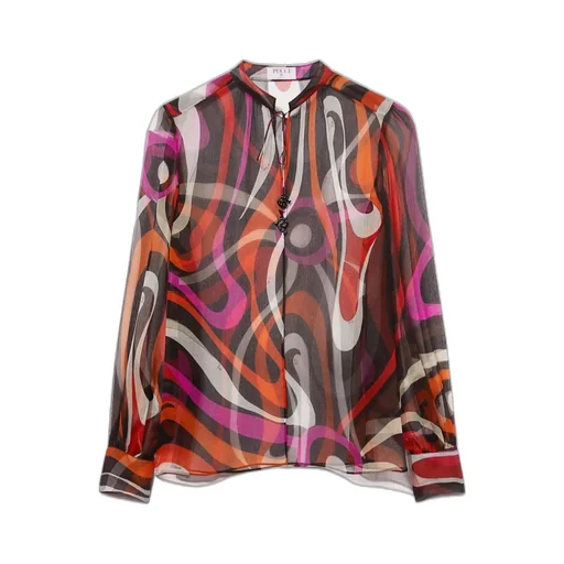 Pucci Front Tied Wave Printed Blouse