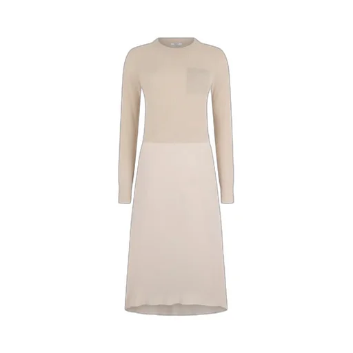 Contrasting-Stitch Knitted Midi Dress