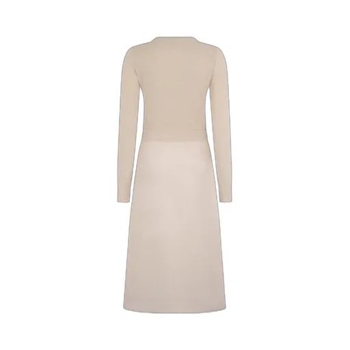 Contrasting-Stitch Knitted Midi Dress