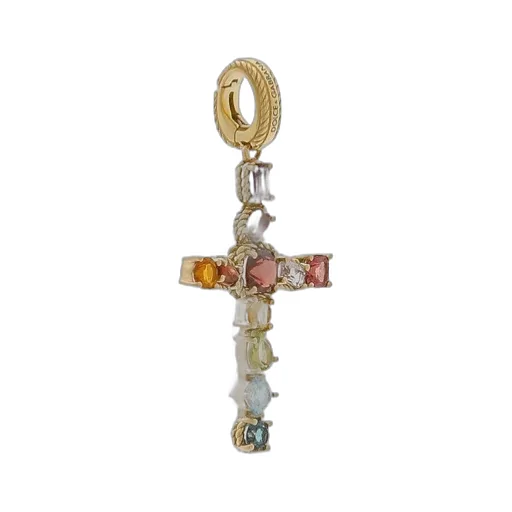 Rainbow Charm In Yellow Gold 18Kt With Multicolor Stones