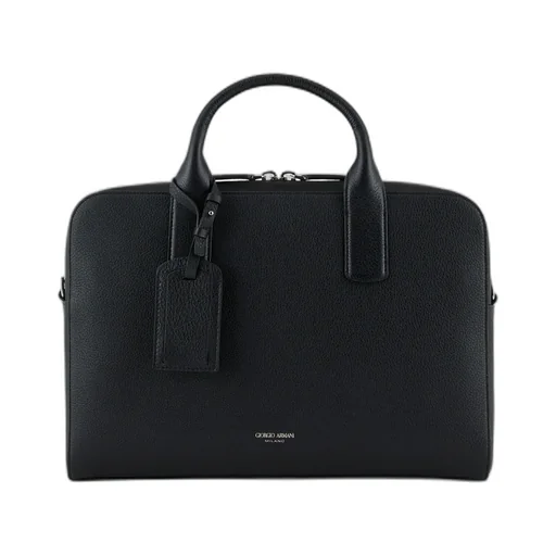 Logo-Stamp Leather Laptop Bag