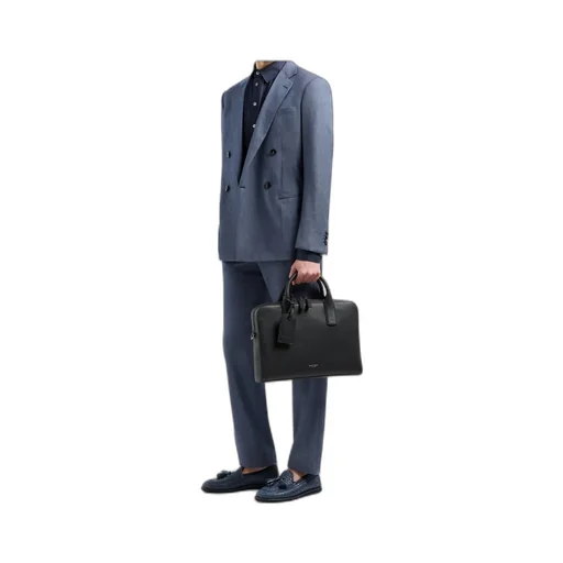 Logo-Stamp Leather Laptop Bag