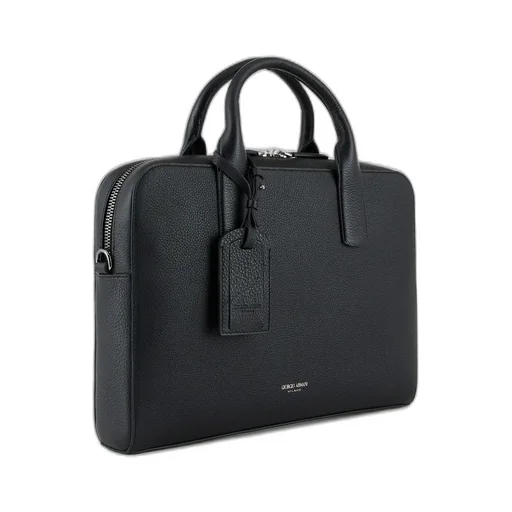 Logo-Stamp Leather Laptop Bag