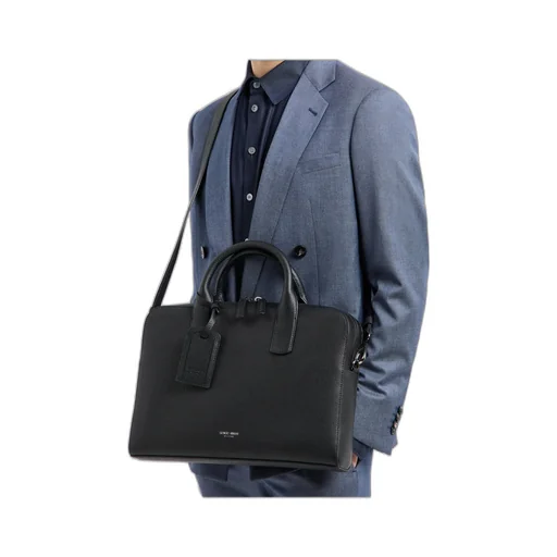 Logo-Stamp Leather Laptop Bag