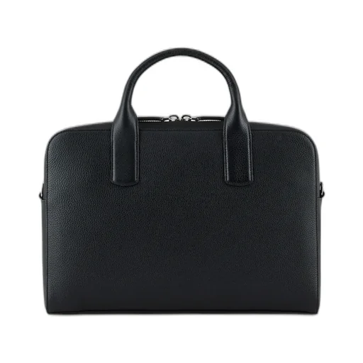Logo-Stamp Leather Laptop Bag