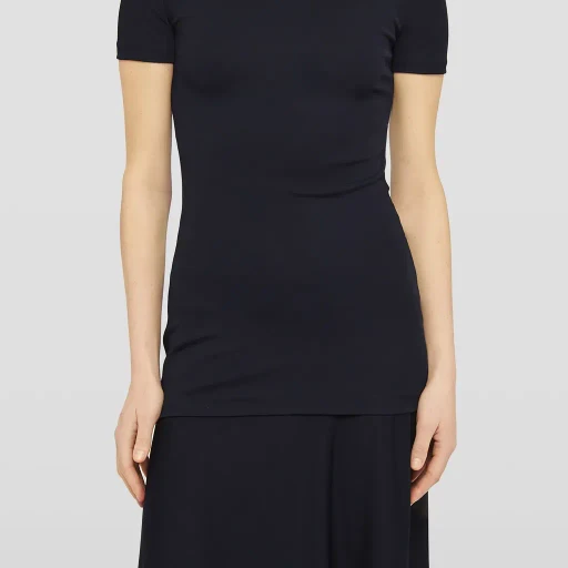 Fluid Viscose High-Neck Dress