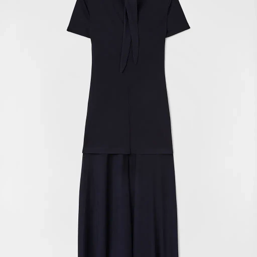Fluid Viscose High-Neck Dress