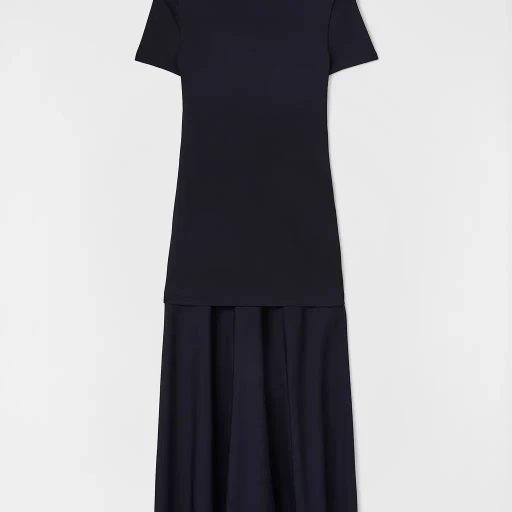 Fluid Viscose High-Neck Dress