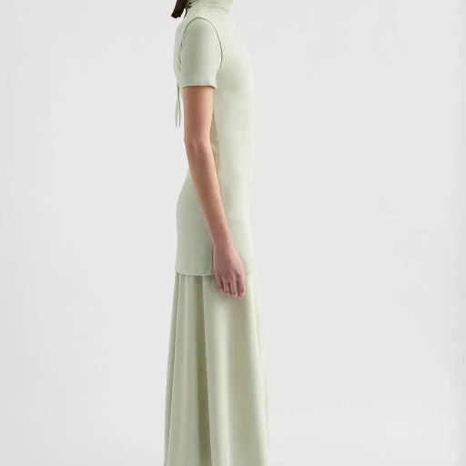 Fluid Viscose High-Neck Dress