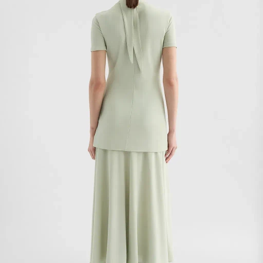 Fluid Viscose High-Neck Dress