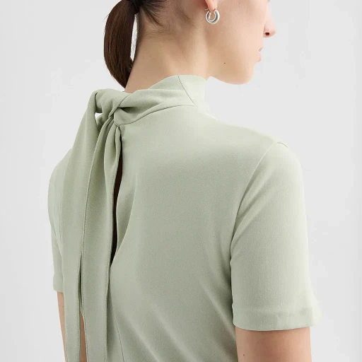 Fluid Viscose High-Neck Dress