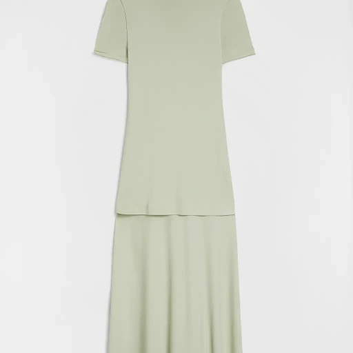 Fluid Viscose High-Neck Dress