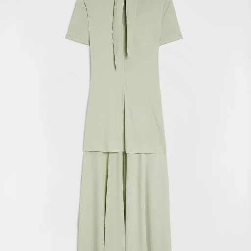 Fluid Viscose High-Neck Dress