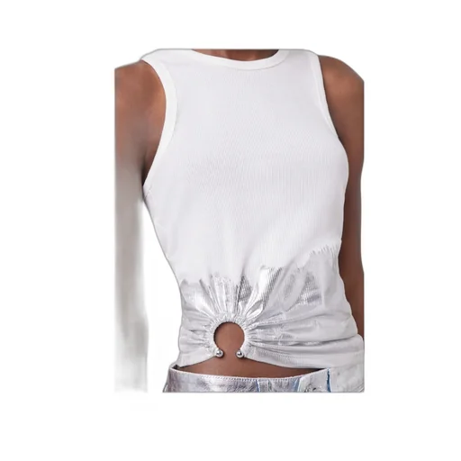 Paco Rabanne Piercing Ribbed Jersey Tank Top
