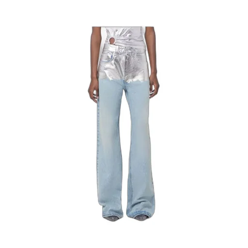 Paco Rabanne Metallic Detailed Straight Leg Jeans