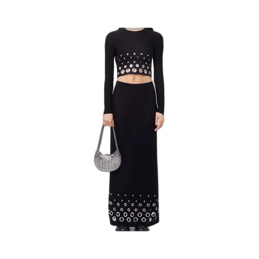 Paco Rabanne Eyelet Crop Logo Plaque Top