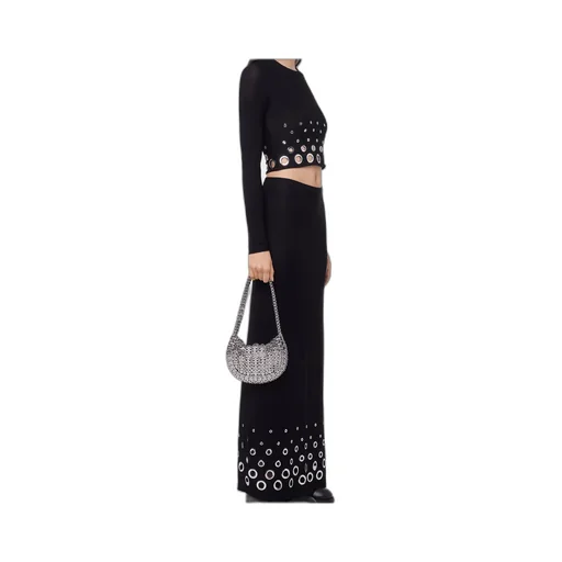 Paco Rabanne Eyelet Crop Logo Plaque Top