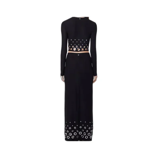 Paco Rabanne Eyelet Crop Logo Plaque Top