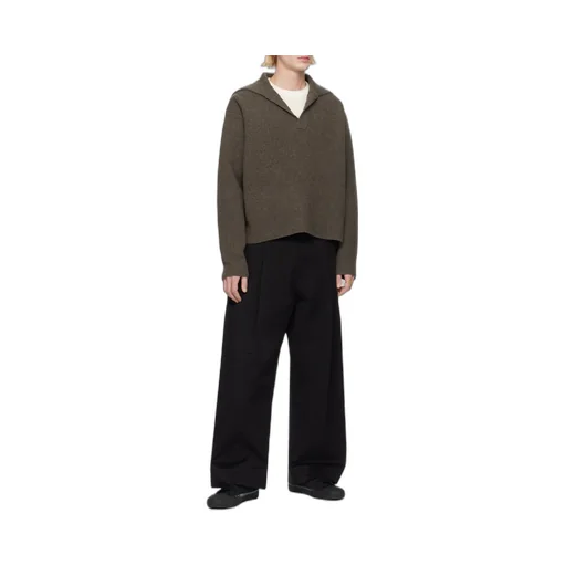 Studio Nicholson Sorte High-Waisted Wide Leg Trousers