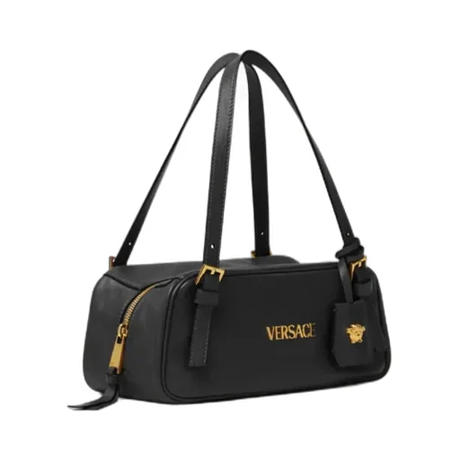 Versace Logo-Lettering Zipped Shoulder Bag