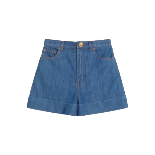 Valentino Logo Patch Denim Shorts
