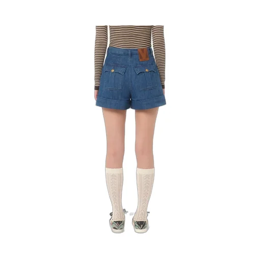 Valentino Logo Patch Denim Shorts