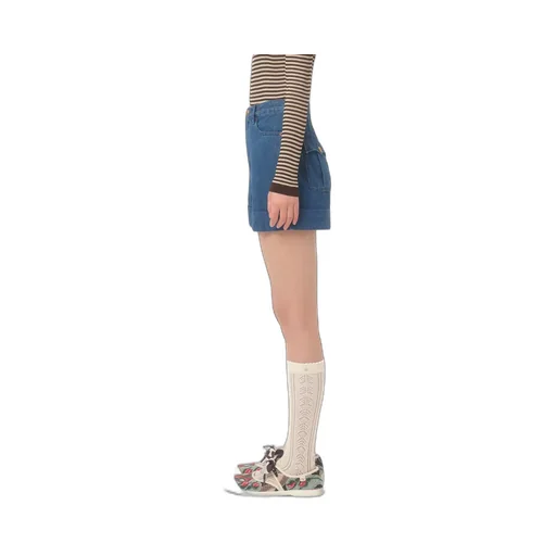 Valentino Logo Patch Denim Shorts