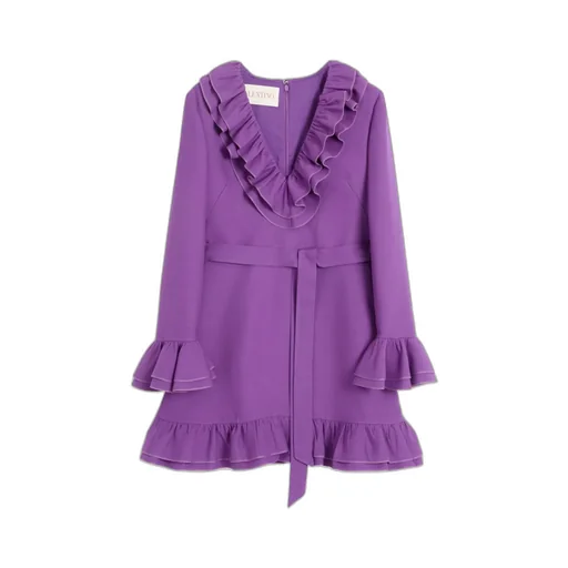 Valentino Ruffled V-Neck Mini Dress