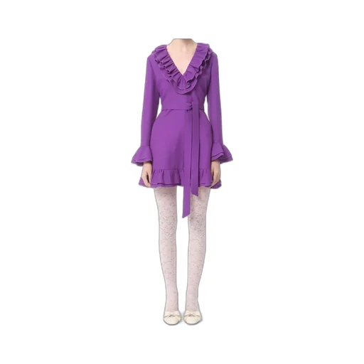 Valentino Ruffled V-Neck Mini Dress