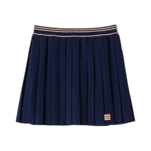 Miu Miu Logo-Patch Pleated Mini Skirt