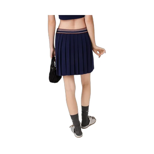 Miu Miu Logo-Patch Pleated Mini Skirt