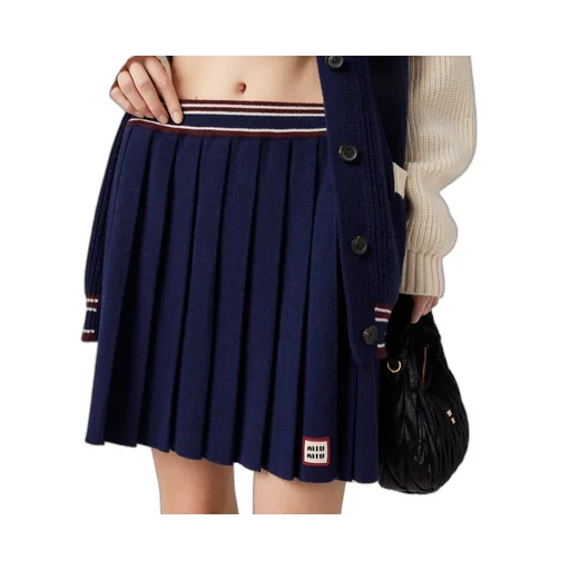 Miu Miu Logo-Patch Pleated Mini Skirt