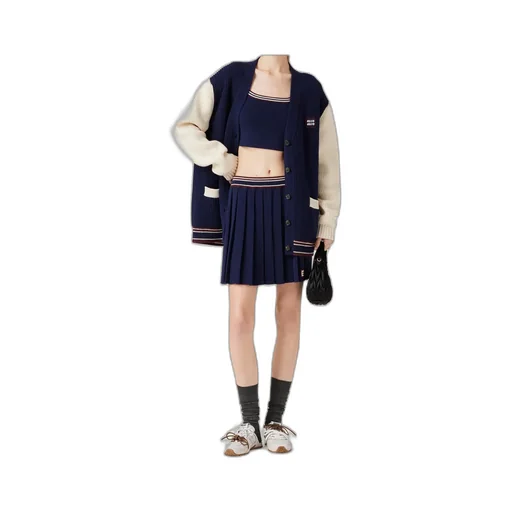 Miu Miu Logo-Patch Pleated Mini Skirt