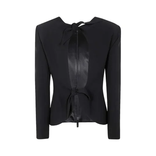 Bow-Detail Zipped Jacket