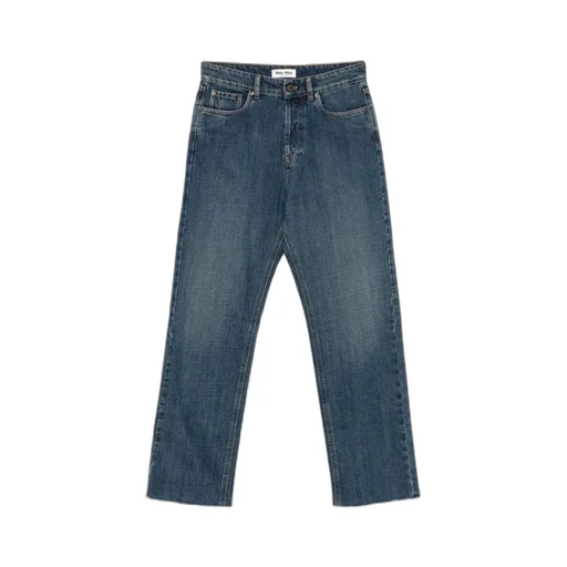 Miu Miu Logo-Embroidered Straight-Leg Jeans