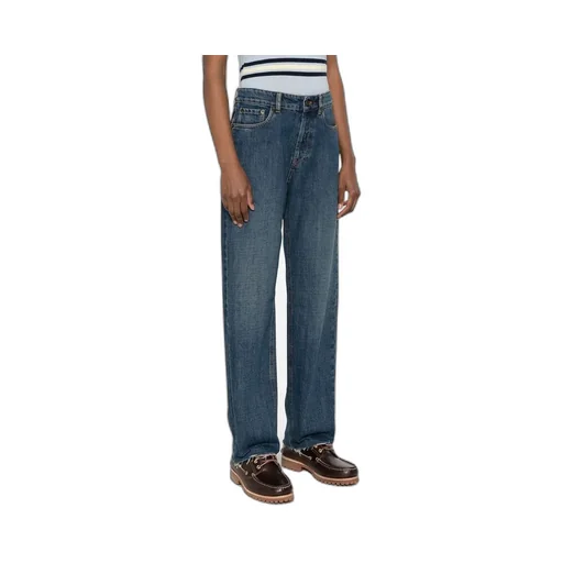 Miu Miu Logo-Embroidered Straight-Leg Jeans