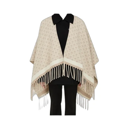 Gancini-Pattern Fringed Cape