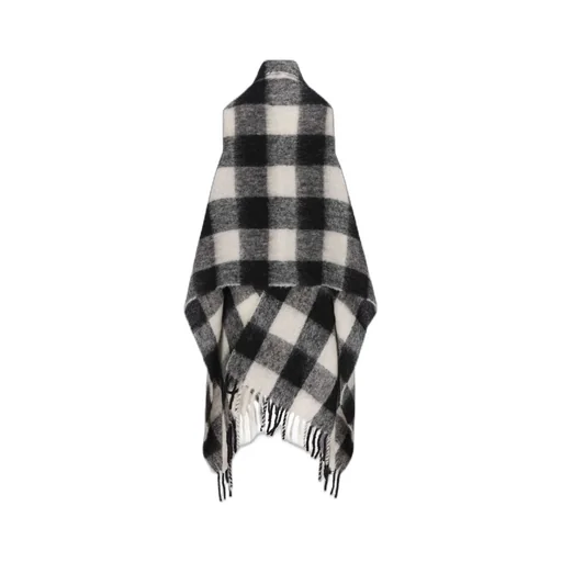 Check-Pattern Knitted Scarf