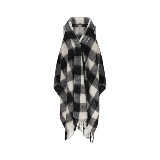 Check-Pattern Knitted Scarf
