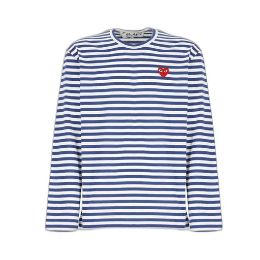 Heart-Patch Striped Cotton T-Shirt