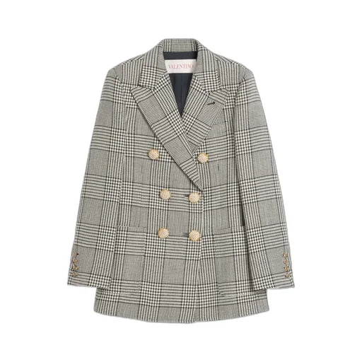 Valentino Double-Breasted Checked Blazer