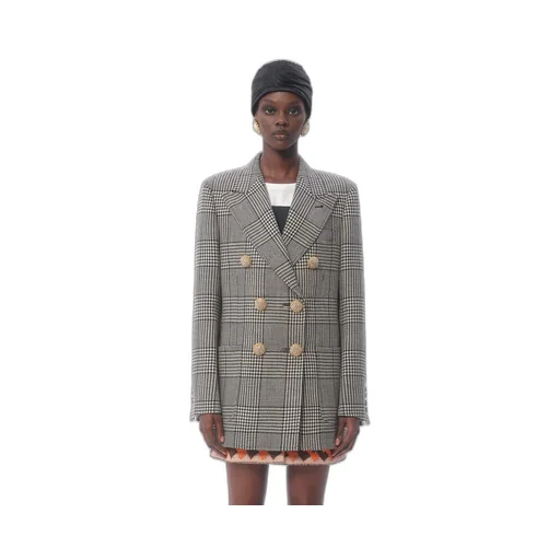 Valentino Double-Breasted Checked Blazer