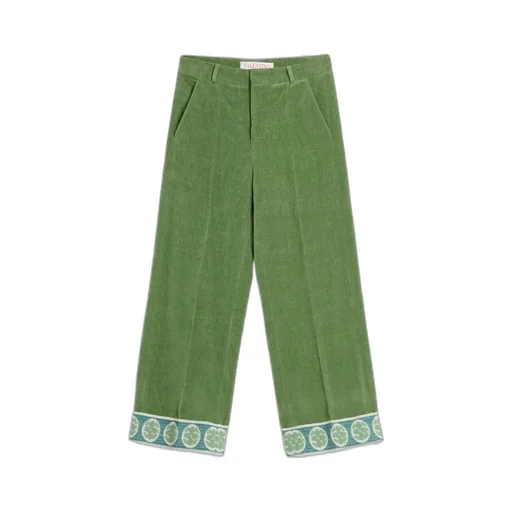 Valentino Garavani Jacquard-Hem Straight Leg Trousers